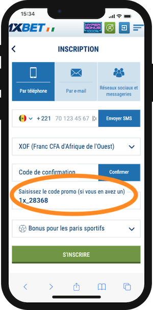 1xbet sn inscription code promo 