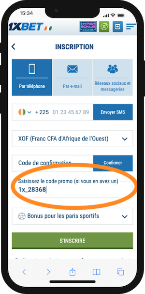 1xbet ci inscription avec code promo