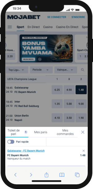 mojabet ticket de pari sur smartphone