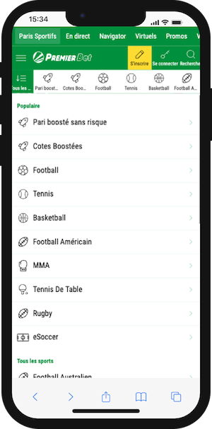 premier bet paris sportifs