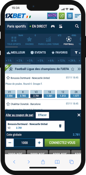 1xbet ticket de pari sportif