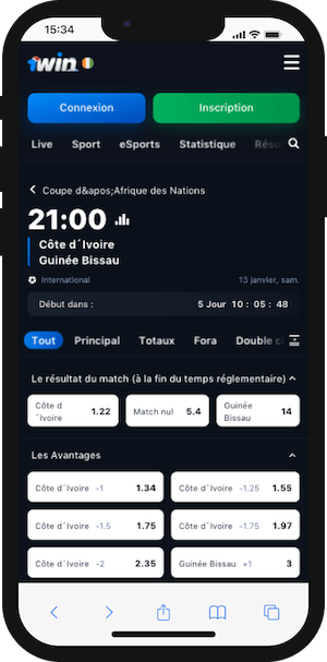 cotes cote d ivoire vs guinee bissau avec 1win