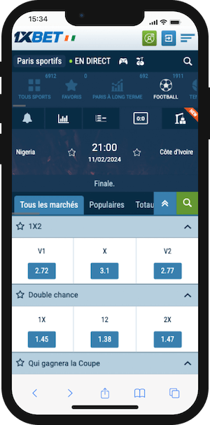 parier sur la finale can nigeria vs cote d ivoire sur 1xbet