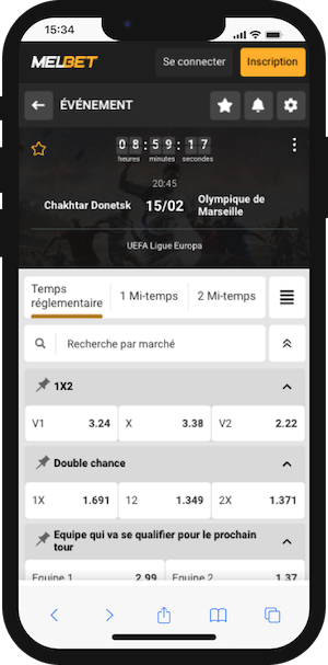cotes Shakhtar Donetsk Olympique Marseille sur melbet