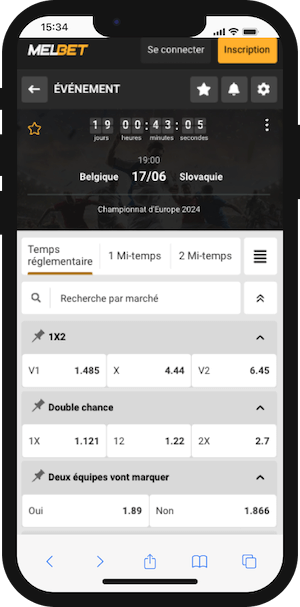 parier belgique vs slovaquie sur melbet