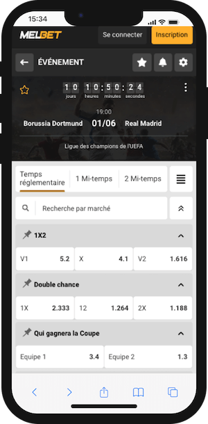 cotes finale ldc dortmund vs real madrid