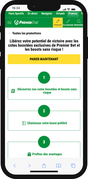 promo premier bet boost sans risque sur mobile